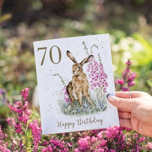 Narozeninové přání Wrendale Designs "70 The Wild Garden" - Zajíc