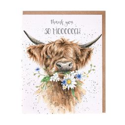 Děkovné přání Wrendale Designs "So Mooooch!" - Kráva
