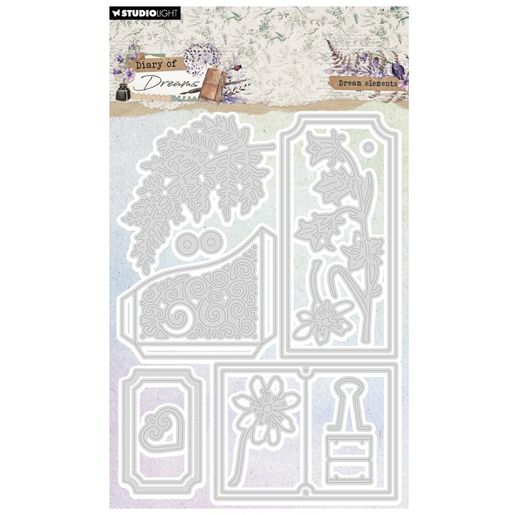 Vyřezávací šablony Studio Light "Diary of Dreams", 17 ks - Visačka, deník a štítek