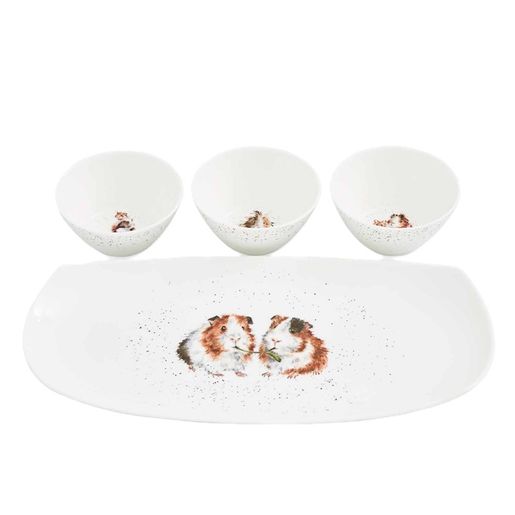 Porcelánové misky a podnos Wrendale Designs - Morčata