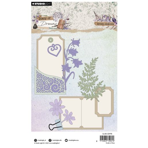 Vyřezávací šablony Studio Light "Diary of Dreams", 17 ks - Visačka, deník a štítek