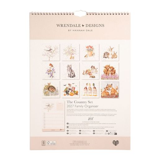 Rodinný kalendář 2027 Wrendale Designs "The Country Set", A3