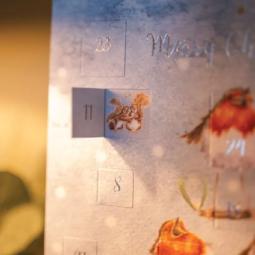 Přání s adventním kalendářem Wrendale Designs "While Shepherds Watched" - Pejsci