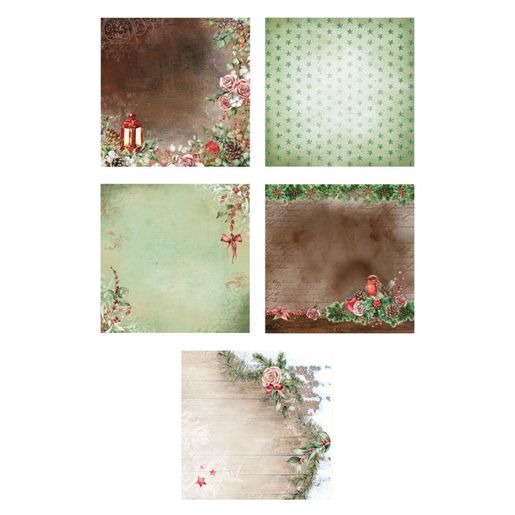 Blok podkladových papírů Studio Light "Magical Christmas", 20,3x20,3 cm, 18 l. - zelený