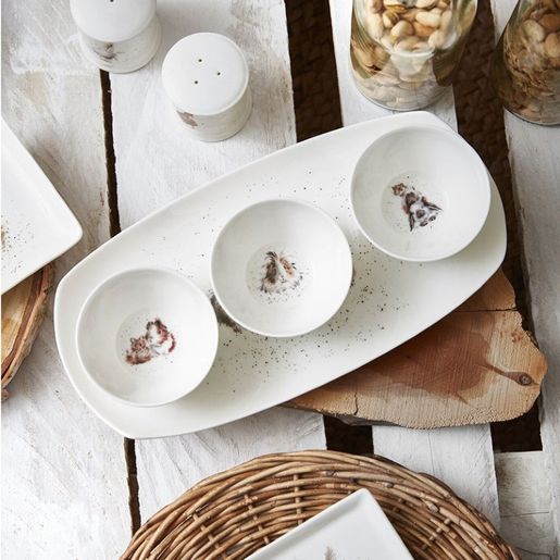 Porcelánové misky a podnos Wrendale Designs - Morčata