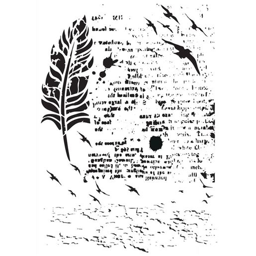 Šablona Cadence, 21x30 cm - Peří a písmo