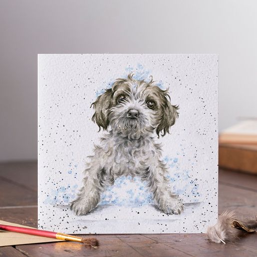 Přání Wrendale Designs "Bubbles and Barks ", 15x15 cm - Pes, štěně v bublinkách