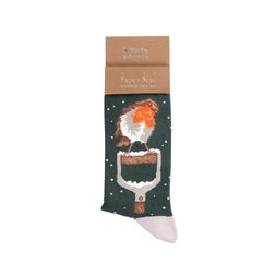 Pánské ponožky Wrendale Designs "A Little Red Robin" - Červenka, vánoční