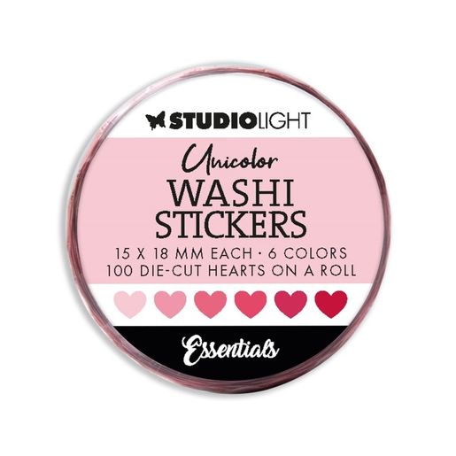 Washi samolepky Studio Light, 100 ks - Růžová srdíčka