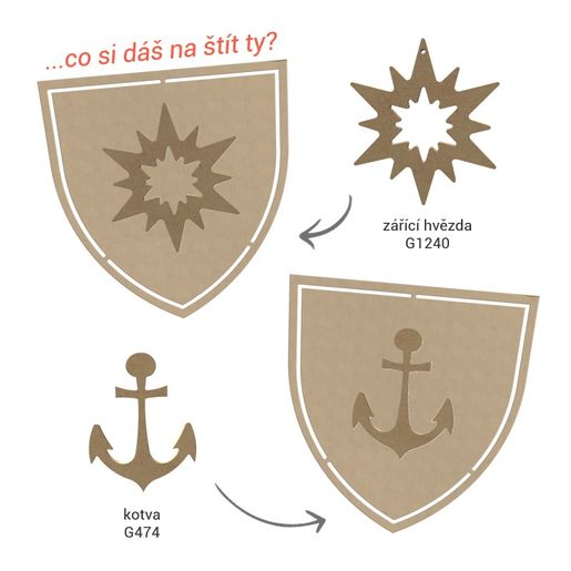 Dřevěný výřez k dekoraci Gomille, 38x38 cm - Štít