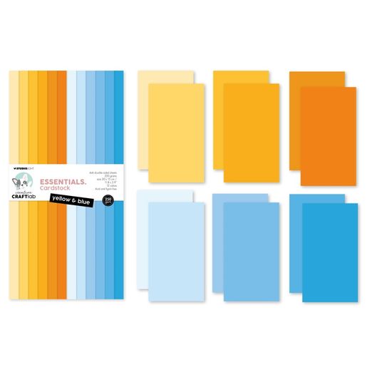 Blok barevných papírů Studio Light, 15x30 cm, 24 l. - žluté a modré