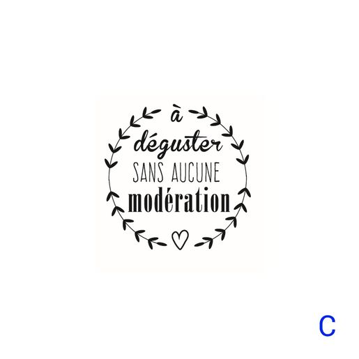 Dřevěné razítko Aladine, kulaté, 3 cm- Francouzské nápisy - 5 designů