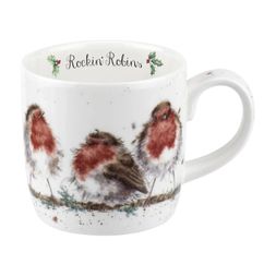 Porcelánový hrnek Wrendale Designs "Rockin' Robins", 0,31 l - Červenky
