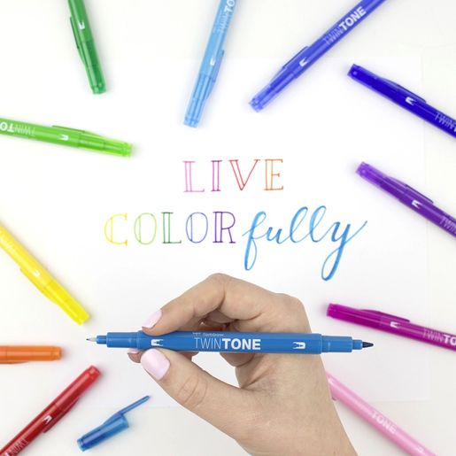 Sada oboustranných fixů Tombow TwinTone - 12 ks, pastelové barvy
