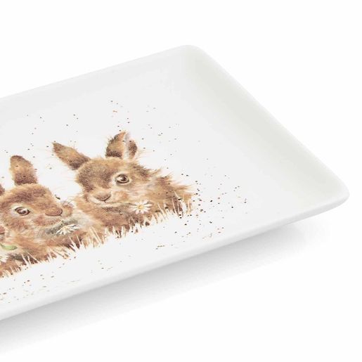 Porcelánový podnos Wrendale Designs "Daisy Chain", 20x11,5 cm - Králíci