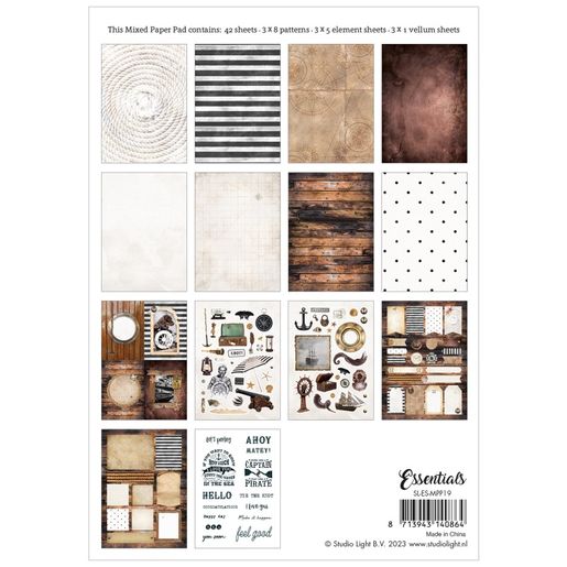 Kreativní blok Studio Light Mixed Paper Pad, A5, 42 l. - Námořní vintage