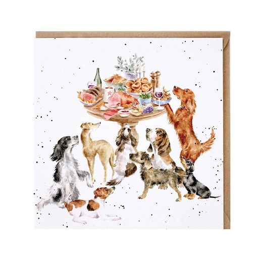 Přání Wrendale Designs "Sunday Lunch", 15x15 cm -  Pejsci