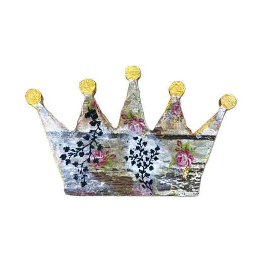 Dřevěný výřez k dekoraci Gomille, 15 cm - Korunka, malá