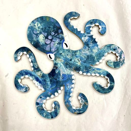 Dřevěný výřez k dekoraci Gomille, 32x31 cm - Chobotnice, velká