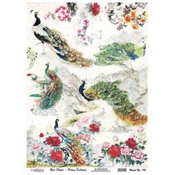 Rýžový papír Cadence - Barevní pávi - VYBERTE VELIKOST