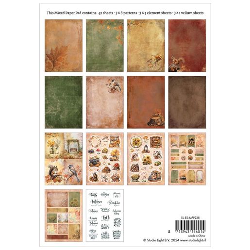 Kreativní blok Studio Light Mixed Paper Pad, A5, 42 l. - Podzimní nálada