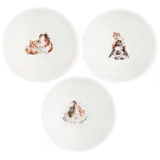 Porcelánové misky a podnos Wrendale Designs - Morčata