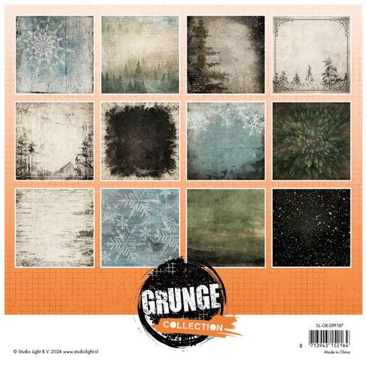 Blok podkladových papírů Studio Light "Grunge", 20,3x20,3 cm, 36 l. - Zimní šero