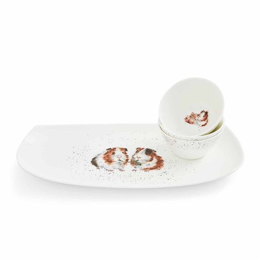 Porcelánové misky a podnos Wrendale Designs - Morčata
