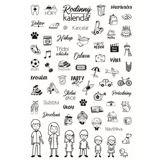 Diářová razítka Aladine Stampo Bullet Journal, 67 ks - Rodinný kalendář