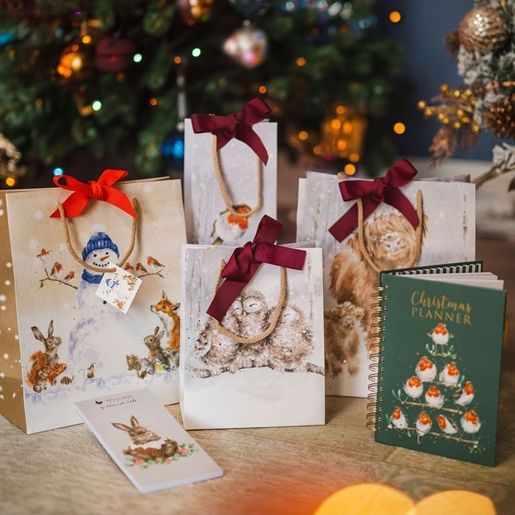 Dárková taška Wrendale Designs "A Highland Christmas", velká - Krávy