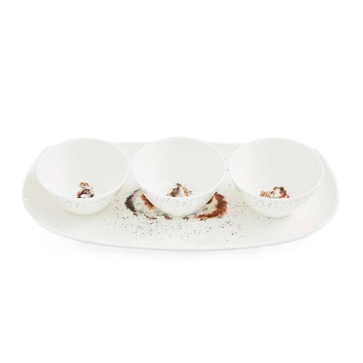 Porcelánové misky a podnos Wrendale Designs - Morčata
