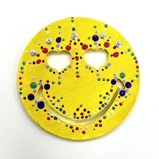 Dřevěný výřez k dekoraci Gomille, 14x14 cm - Zamilovaný smajlík