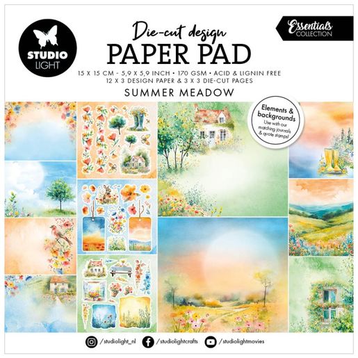 Kreativní blok Studio Light "Summer Meadow", 15x15 cm, 36 l. - Letní louka