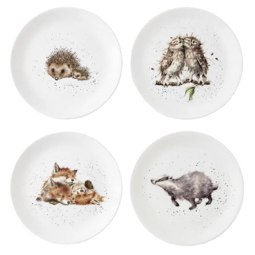 Porcelánové talíře Wrendale Designs, 4 ks - Lesní zvířata