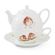 Porcelánová konvička s hrnečkem a podšálkem Wrendale Designs, 0,3 l - Červenky