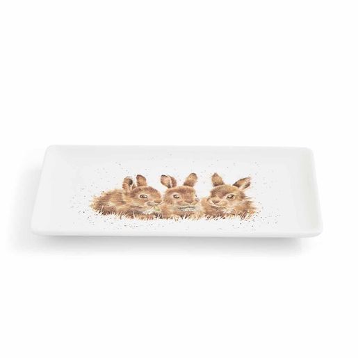 Porcelánový podnos Wrendale Designs "Daisy Chain", 20x11,5 cm - Králíci