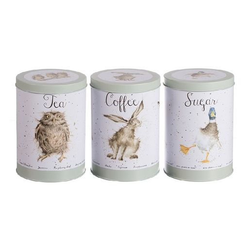Sada plechových dóz Wrendale Designs "Country Set", 3 ks - Sova, zajíc, kachna