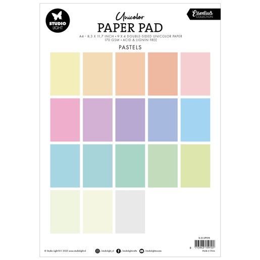 Blok barevných papírů Studio Light, A4, 36 l. - pastelové barvy