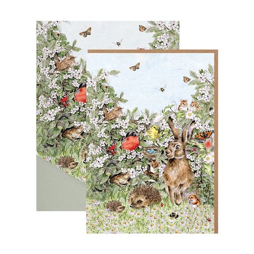 Sada přání a obálek Wrendale Designs "Hidden in the Hedgerow", 8 ks - Polní zvířata