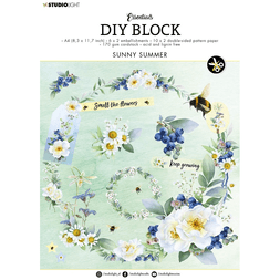 DIY Blok s výseky Studio Light "Sunny Summer", A4, 32 l. - Květinové věnečky