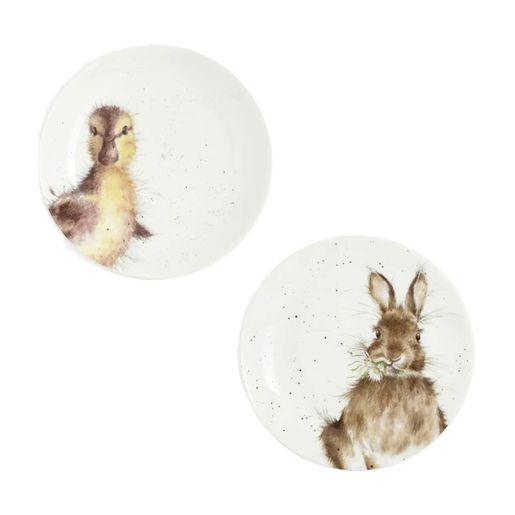 Porcelánové dezertní talířky Wrendale Designs, 2 ks - Králík a kachna