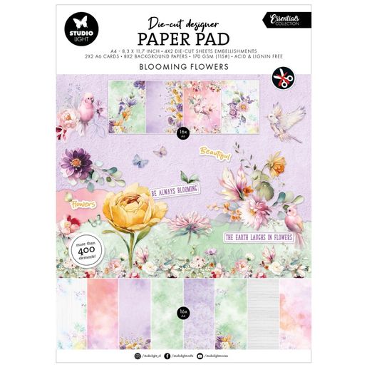Kreativní blok s výseky Studio Light "Blooming Flowers", A4, 28 l. - Jarní květy