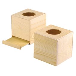 Dřevěná krabička na kapesníky k dozdobení - 14x13,4x14 cm