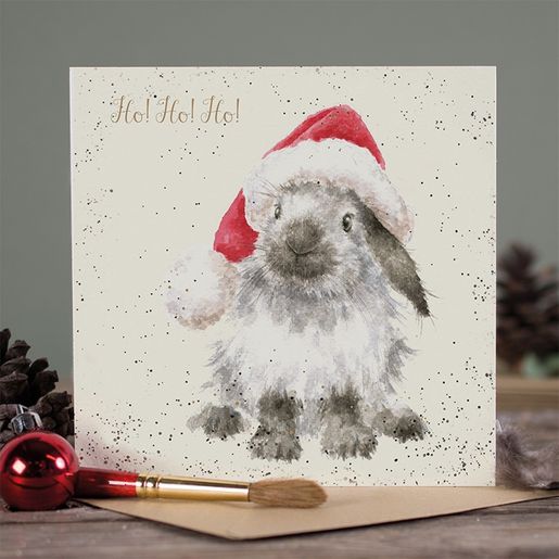 Vánoční přání Wrendale Designs "Ho Ho Ho", 15x15 cm - Králík