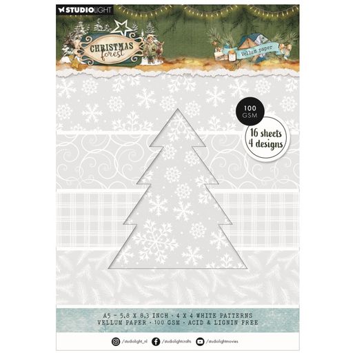 Pergamenové papíry Studio Light "Christmas Forest", A5, 16 l. - Vánoční lesík