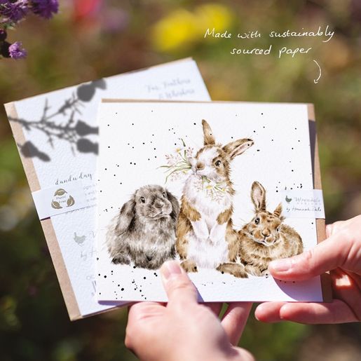 Přání Wrendale Designs "All Ears", 15x15 cm - Králíci