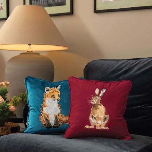 Vyšívaný polštář Wrendale Designs "Daydreamer", 40x40 cm - Liška