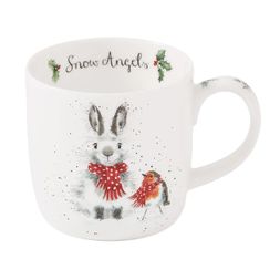 Vánoční porcelánový hrnek Wrendale Designs "Snow Angels", 0,31 l - Králík a červenka