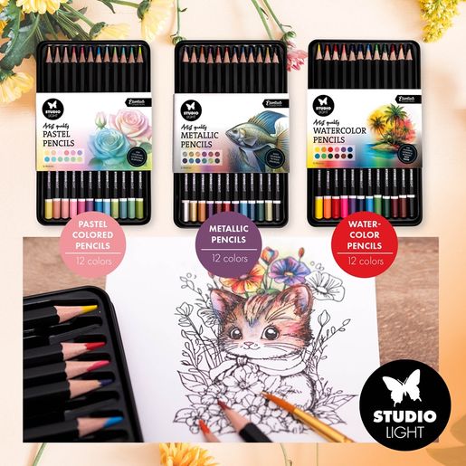 Metalické pastelky Studio Light, 12 ks