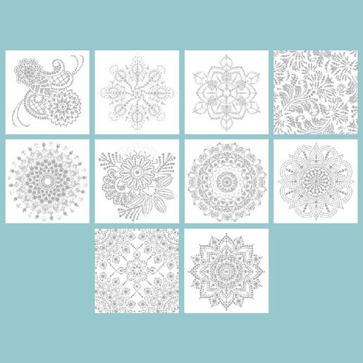 Omalovánky Studio Light, 20,3x20,3 cm, 20 l. - Tečkované mandaly